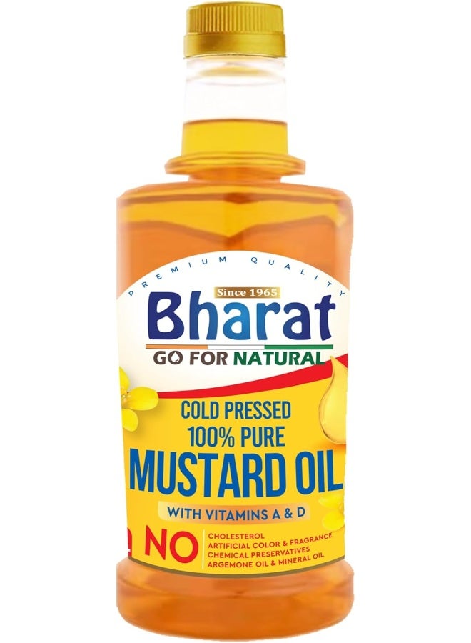 Bharat Bharat Pure Mustard Oil | The Finest (Kachi Ghani) Mustard Cooking Oil, 500 ml  - Image 1