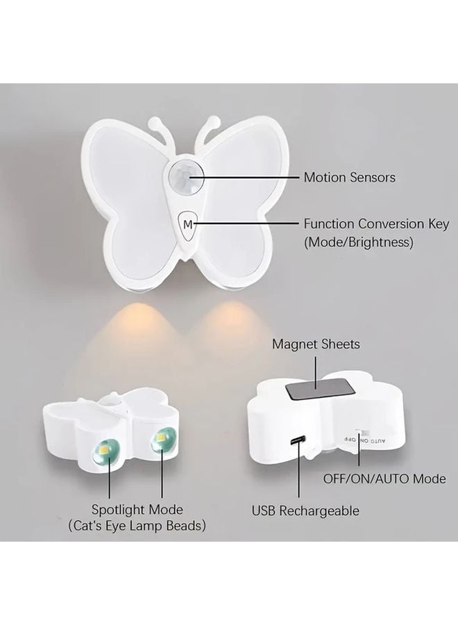 قطعتان مصباح LED فراشة ضوء ليلي مستشعر حركة قابلة لإعادة الشحن عبر USB مصباح خزانة - Image 5