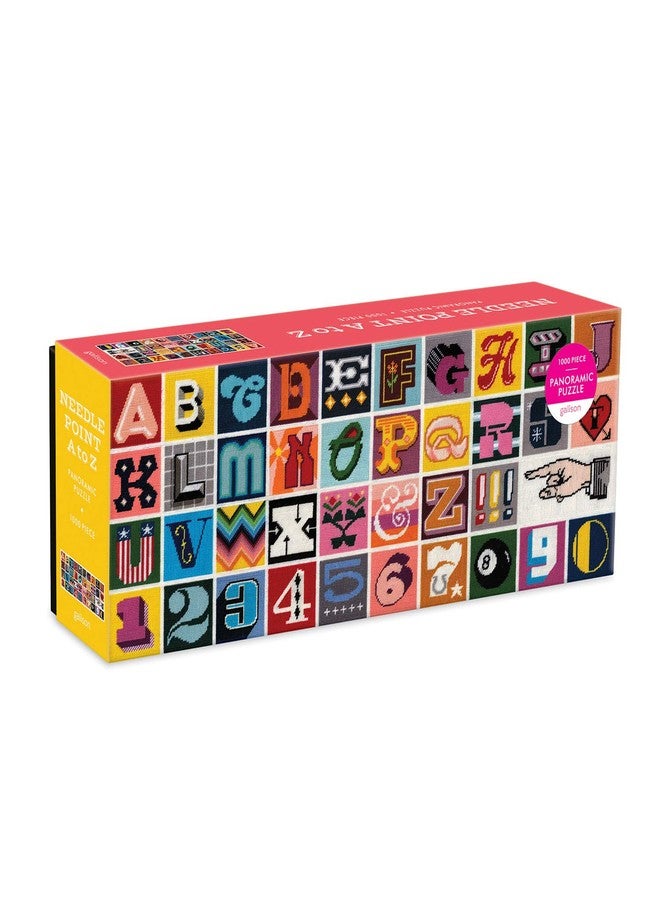 Galison Needlepoint A to Z Panoramic Puzzle, 1000 Pieces, 39” x 14” - Jigsaw Puzzle Featuring Colorful Artwork of Vintage Needlepoint - Thick, Sturdy Pieces, Challenging Family Activity - Image 2
