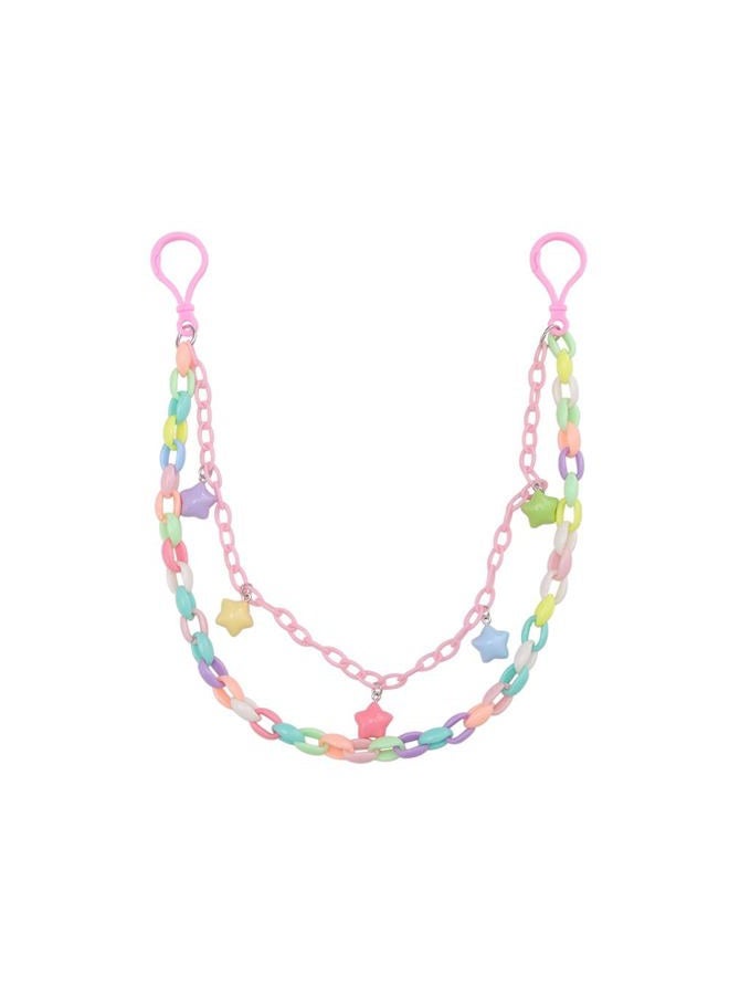 Cykdohy Y2k Cute Rainbow Stars Charm Acrylic Pants Trousers Chain for Women Men Lovely Colorful Star Layered Creative Rock Wallet Belt Pocket Waist Jeans Belly Chains Candy Color Backpack Body Accessories - Image 1