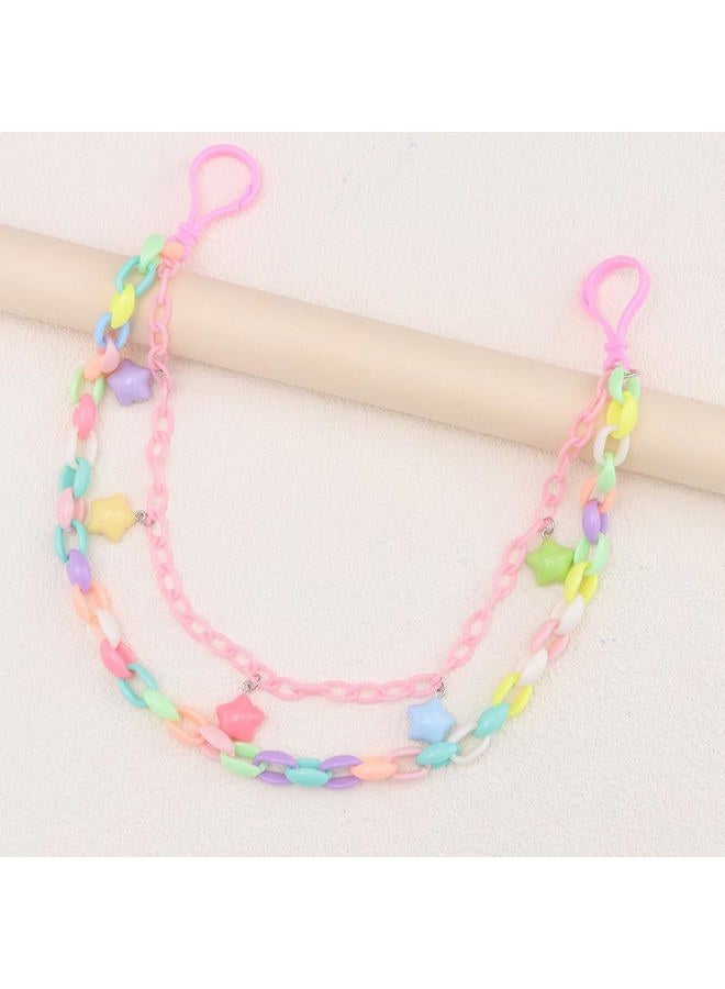 Cykdohy Y2k Cute Rainbow Stars Charm Acrylic Pants Trousers Chain for Women Men Lovely Colorful Star Layered Creative Rock Wallet Belt Pocket Waist Jeans Belly Chains Candy Color Backpack Body Accessories - Image 4