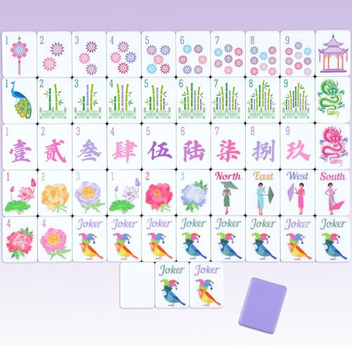 Arrowbash 160 Pcs Floral American Mahjong Set 12 Inch Flower Mahjong Tiles Set Melamine Hand Carved Pattern for Adult Mah Jong Tabletop Games Mah Jong Lovers Tiles OnlyPurpleClassic - Image 1
