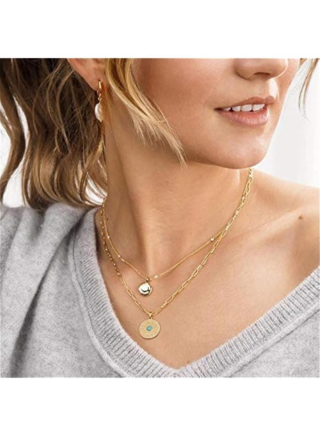 18K Gold Moon Star Lion Evil Eye Love Heart Cross Pendant Necklace Medallion Paperclip Chian Choker Layering Jewery for Women - Image 2