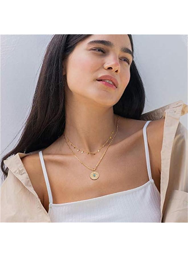 18K Gold Moon Star Lion Evil Eye Love Heart Cross Pendant Necklace Medallion Paperclip Chian Choker Layering Jewery for Women - Image 5
