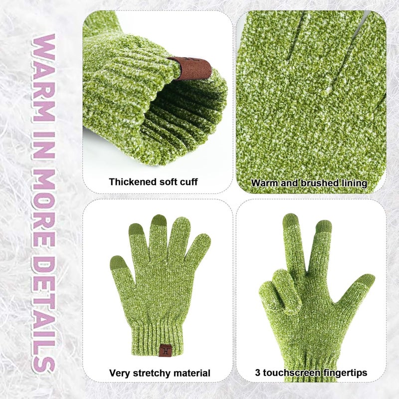 AQOTHES Womens Winter Knit Warm Hat Beanie Long Scarf Touch Screen Gloves Set Skull Caps Neck Scarves for Women - Image 4