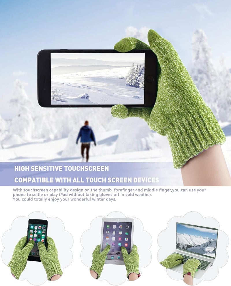 AQOTHES Womens Winter Knit Warm Hat Beanie Long Scarf Touch Screen Gloves Set Skull Caps Neck Scarves for Women - Image 3