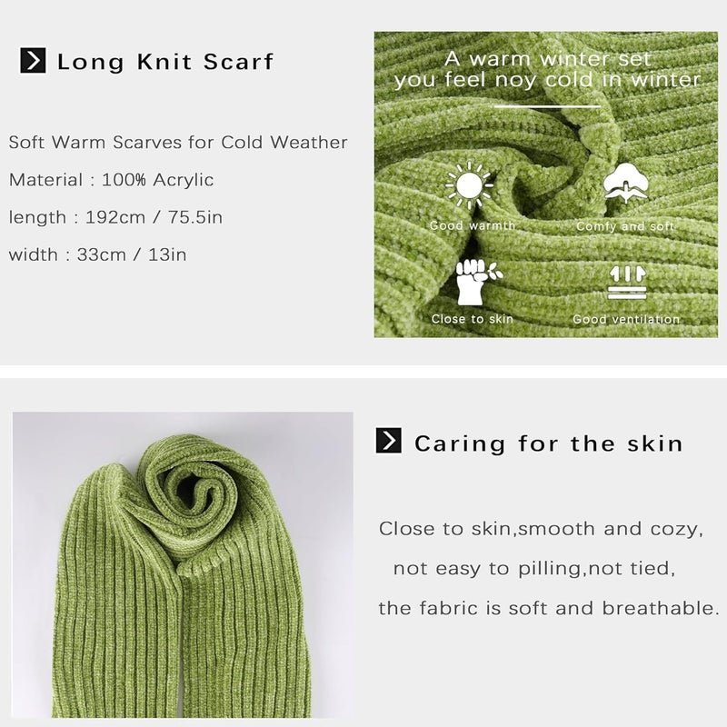 AQOTHES Womens Winter Knit Warm Hat Beanie Long Scarf Touch Screen Gloves Set Skull Caps Neck Scarves for Women - Image 5