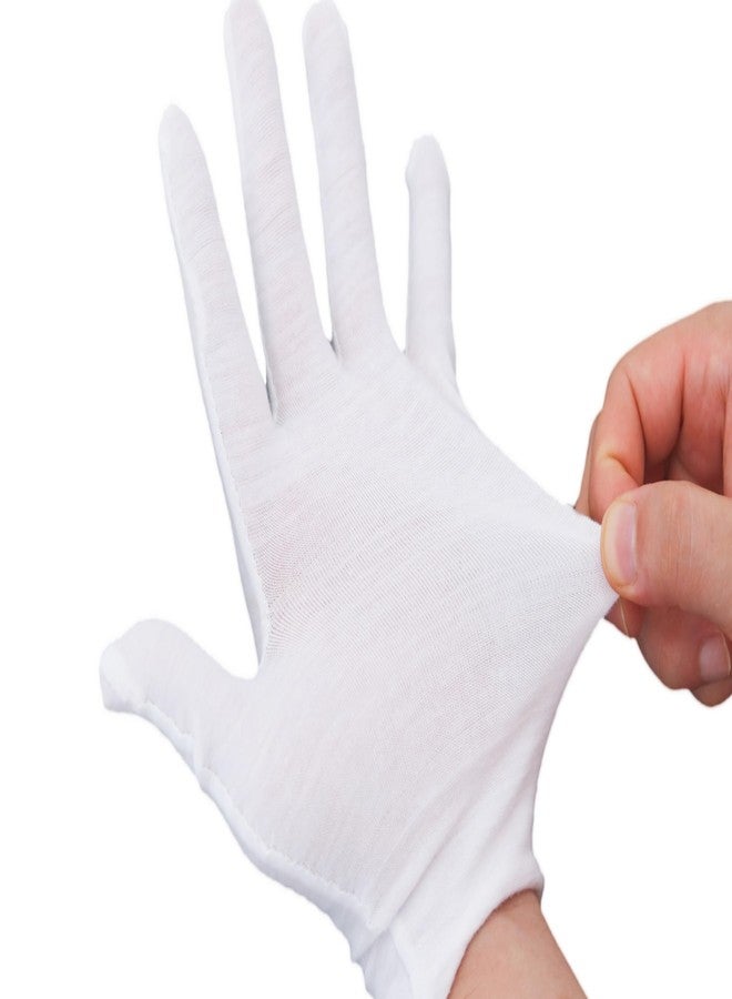COOBL 12 Pairs White Cotton Gloves For Dry Hands and Eczema,Soft Breathable Stretchy Working Gloves for coins, Jewelry,Moisturizing Glove for Women and man - Image 2