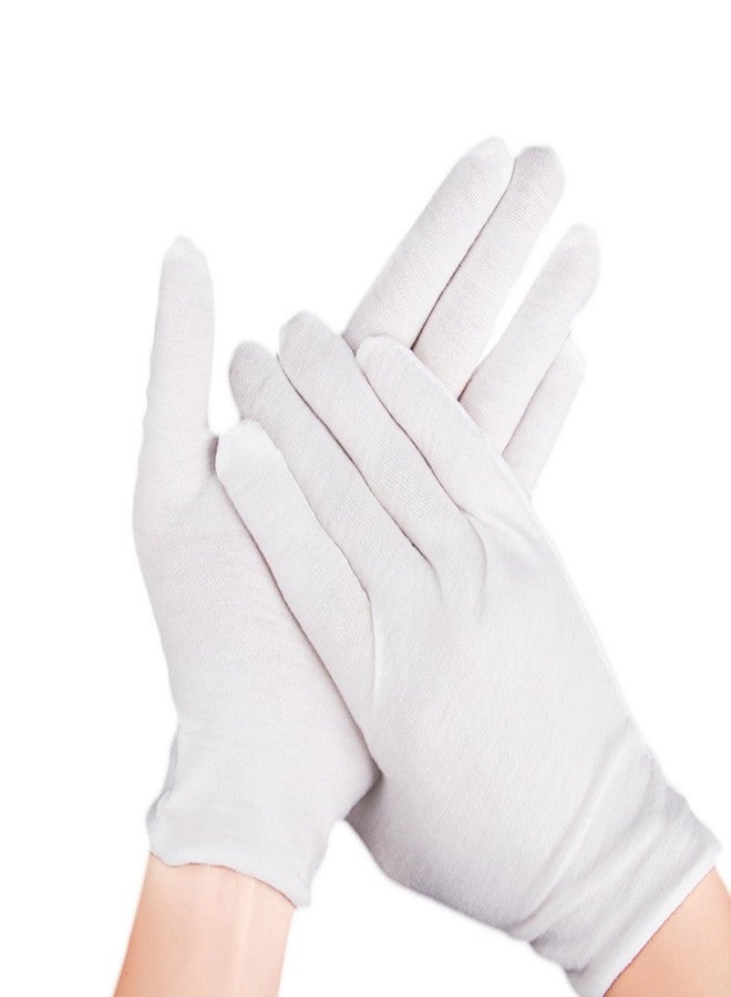 COOBL 12 Pairs White Cotton Gloves For Dry Hands and Eczema,Soft Breathable Stretchy Working Gloves for coins, Jewelry,Moisturizing Glove for Women and man - Image 1