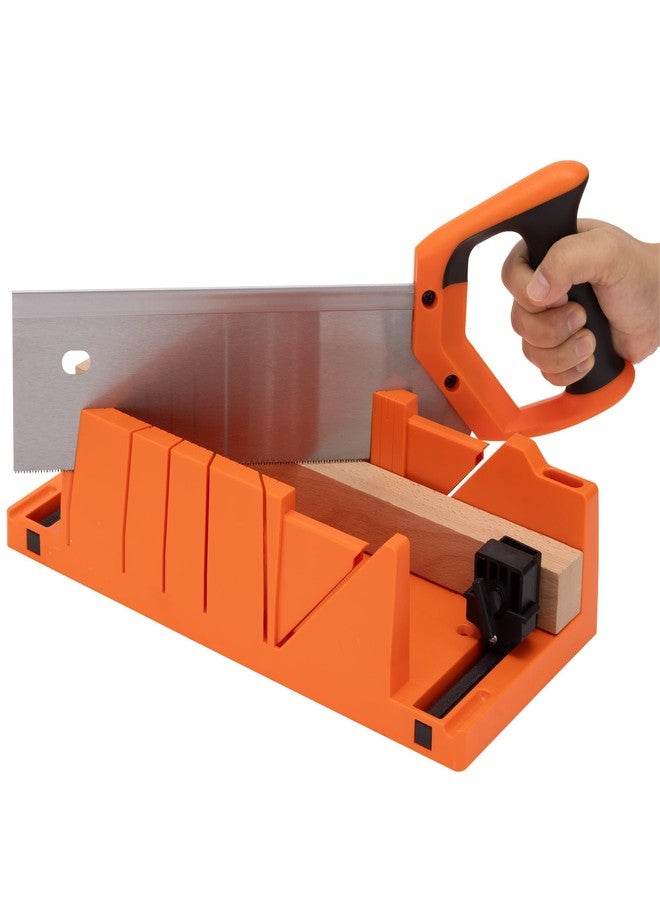 Navaris Mitre Box with Saw - Mitre Box with 43cm (16.9") Hand Saw Cutter Tool Included for Cutting Wood and 2 Built-in Clamps for Secure Woodwork - Image 1