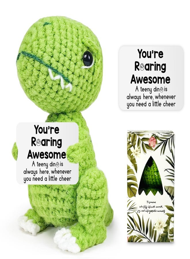 LUICONMO Inspirational Crochet Cheerful Dinosaur - Handmade Cute Reminder Emotional Cheer Uplifting Support Funny Gift for Women Student College Coworkers Birthday Graduation Christmas Stuffers Friendship - Image 2