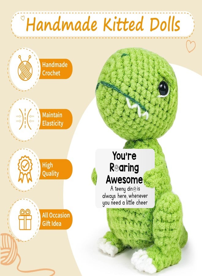 LUICONMO Inspirational Crochet Cheerful Dinosaur - Handmade Cute Reminder Emotional Cheer Uplifting Support Funny Gift for Women Student College Coworkers Birthday Graduation Christmas Stuffers Friendship - Image 5