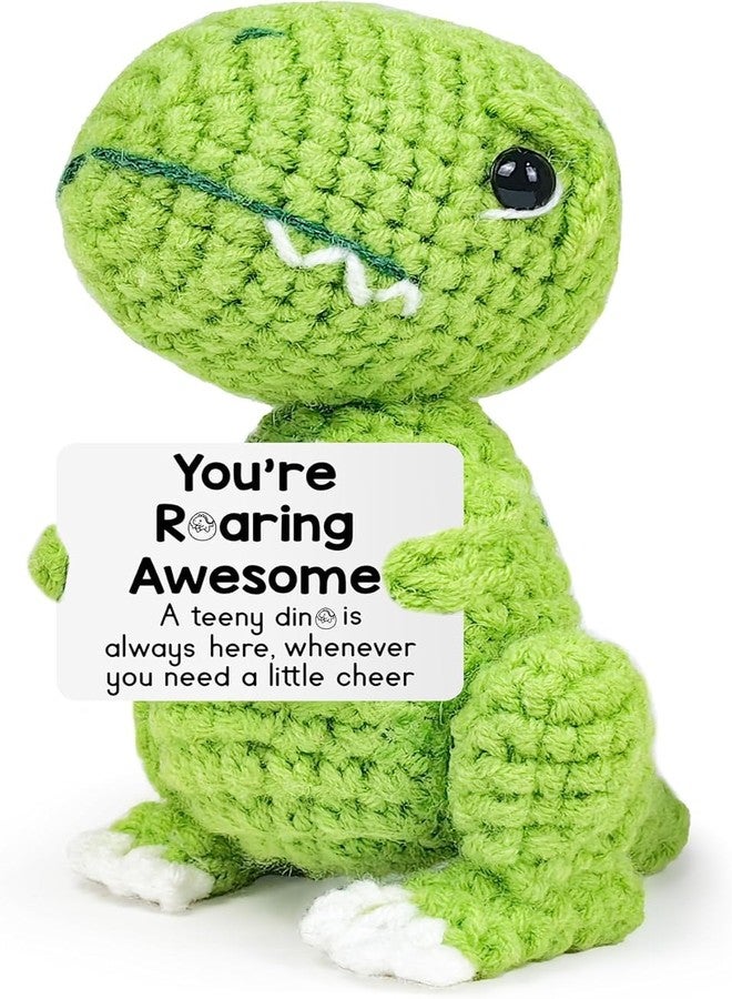 LUICONMO Inspirational Crochet Cheerful Dinosaur - Handmade Cute Reminder Emotional Cheer Uplifting Support Funny Gift for Women Student College Coworkers Birthday Graduation Christmas Stuffers Friendship - Image 1