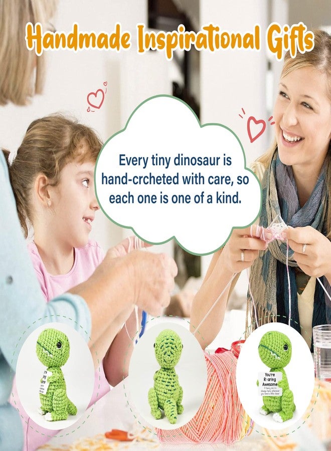 LUICONMO Inspirational Crochet Cheerful Dinosaur - Handmade Cute Reminder Emotional Cheer Uplifting Support Funny Gift for Women Student College Coworkers Birthday Graduation Christmas Stuffers Friendship - Image 4