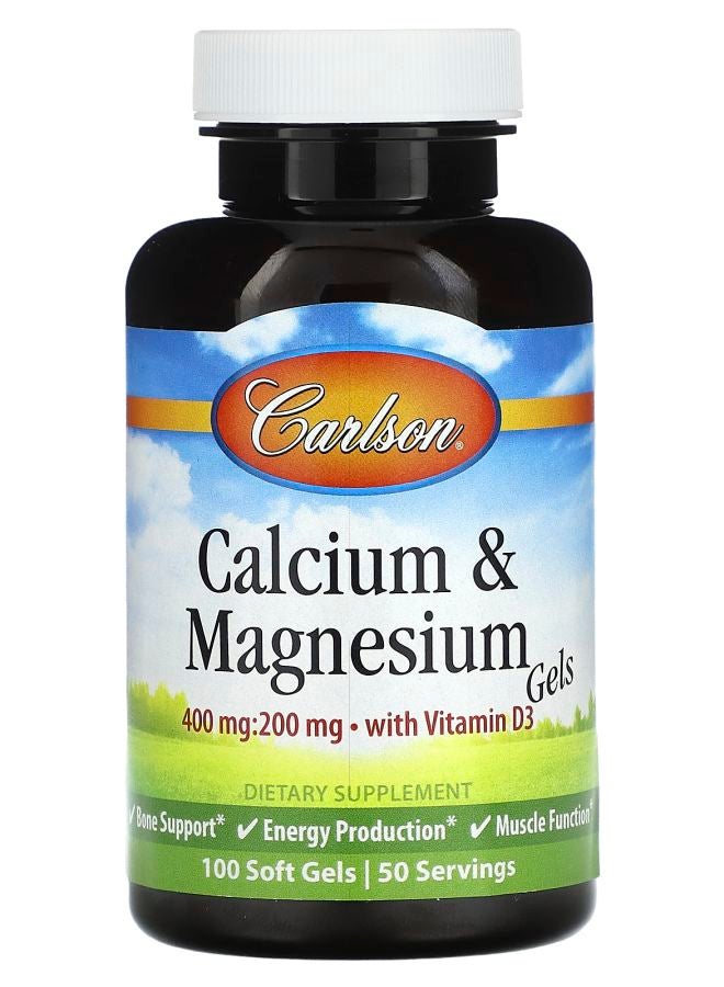 Carlson Calcium & Magnesium Gels With Vitamin D3 100 Soft Gels