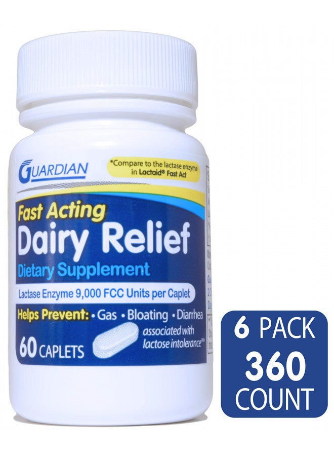 Guardian Dairy Relief Fast Acting Caplets, 9000 FCC, Lactose Intolerance Pills, Lactase Enzyme (360CT (Bottles)) - Image 5