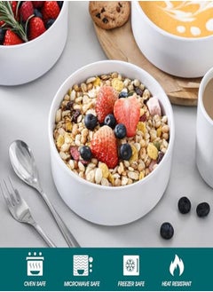 Generic vancasso 24 oz Cereal Bowls Set of 6 6 inch Ceramic Soup Bowls for Kitchen Deep Bowls SetMicrowave Oven and Dishwasher SafeWhite  - Image 3