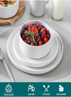 Generic vancasso 24 oz Cereal Bowls Set of 6 6 inch Ceramic Soup Bowls for Kitchen Deep Bowls SetMicrowave Oven and Dishwasher SafeWhite  - Image 4