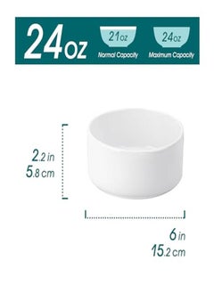 Generic vancasso 24 oz Cereal Bowls Set of 6 6 inch Ceramic Soup Bowls for Kitchen Deep Bowls SetMicrowave Oven and Dishwasher SafeWhite  - Image 2