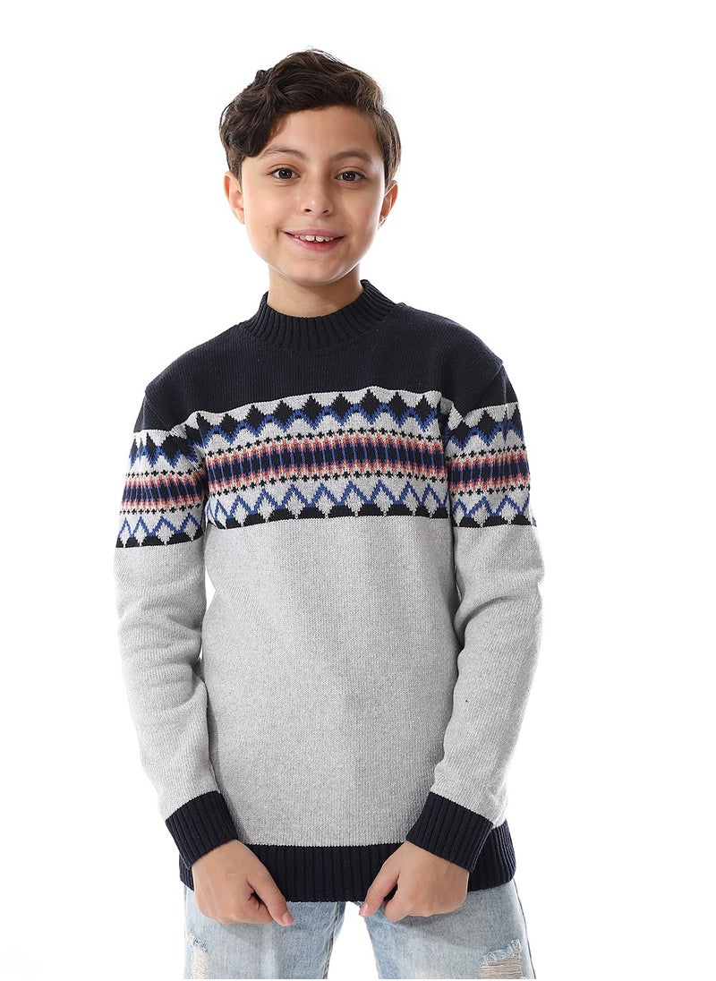 Caesar - Wool Boys Pullover With Multi Design - Image 1