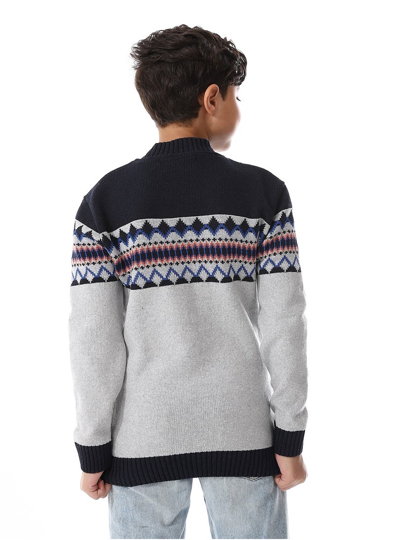 Caesar - Wool Boys Pullover With Multi Design - Image 1