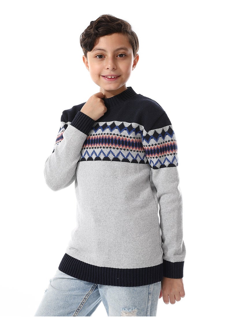 Caesar - Wool Boys Pullover With Multi Design - Image 1
