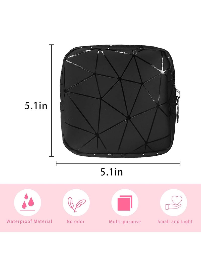 Oasisgalore 2pcs Sanitary Pad Storage Bags - Menstruation Pouch for Teen Girls and Women (Black and Green)  - Image 2