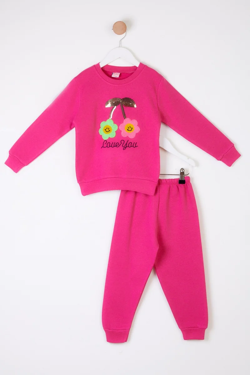 Tofisa Girl Fuchsia Embroidered Two Piece Set - 26085