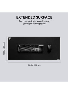 Aukey Gaming Mouse Pad Large XL (900 X 400 X 4 MM) Thick Extended Mouse Mat Non-Slip Spill-Resistant Desk Pad with Special-Textured Surface, Anti-Fray Stitched Edges for Keyboard, PC - Black  - Image 2
