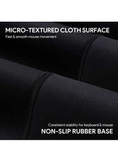 Aukey Gaming Mouse Pad Large XL (900 X 400 X 4 MM) Thick Extended Mouse Mat Non-Slip Spill-Resistant Desk Pad with Special-Textured Surface, Anti-Fray Stitched Edges for Keyboard, PC - Black  - Image 5