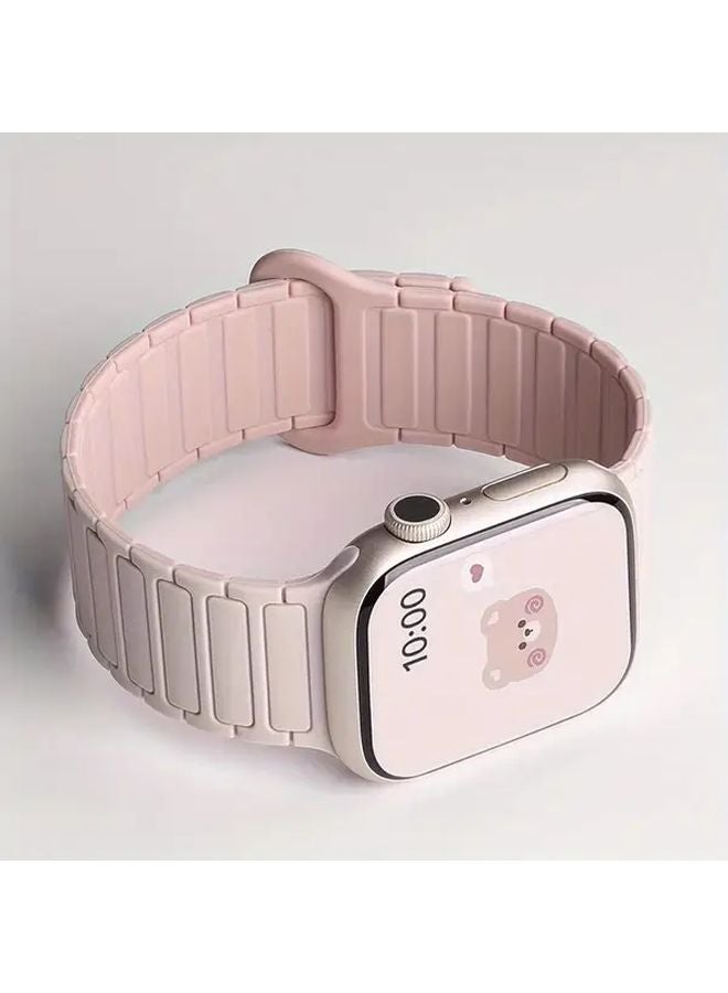 Starlight Orange Magnetic Strap For Apple Watch Ultra 44mm 42mm Sport Band - Image 3