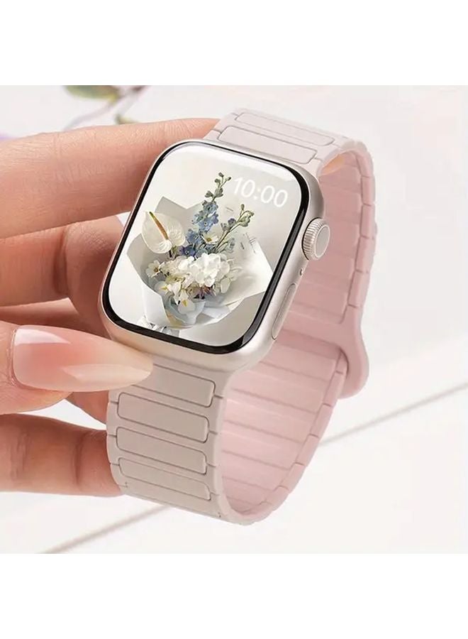 Starlight Orange Magnetic Strap For Apple Watch Ultra 44mm 42mm Sport Band - Image 5