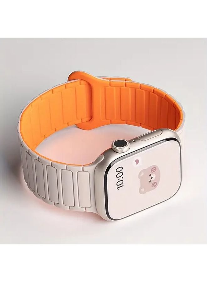 Starlight Orange Magnetic Strap For Apple Watch Ultra 44mm 42mm Sport Band - Image 1