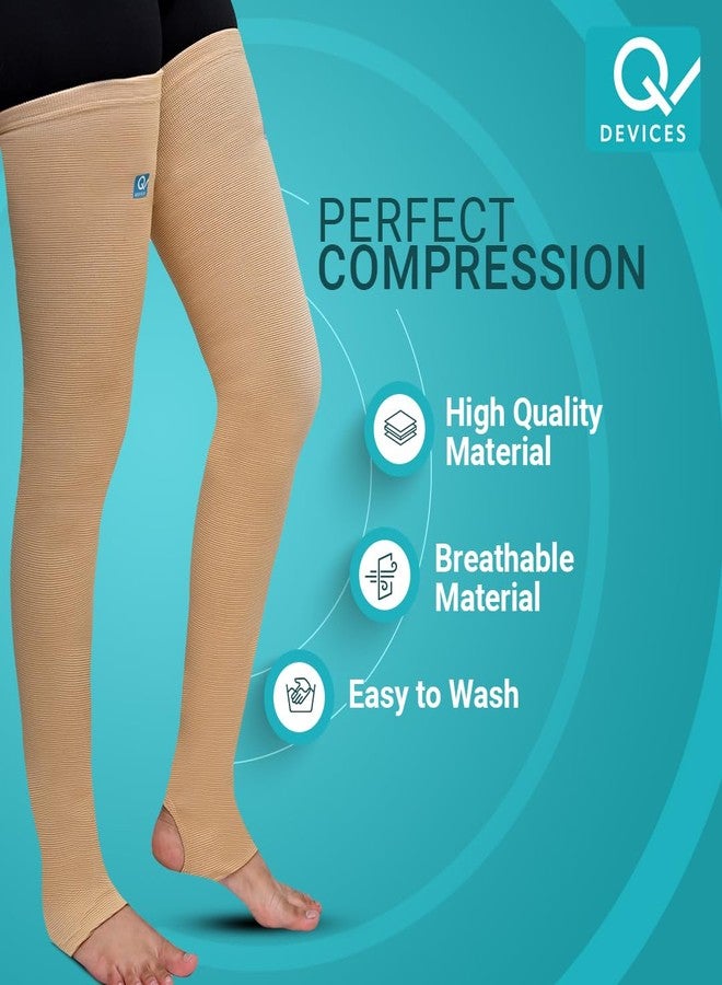 Q DEVICES Varicose Vein Stockings Above Knee (ABOVE KNEE, S) - Image 2