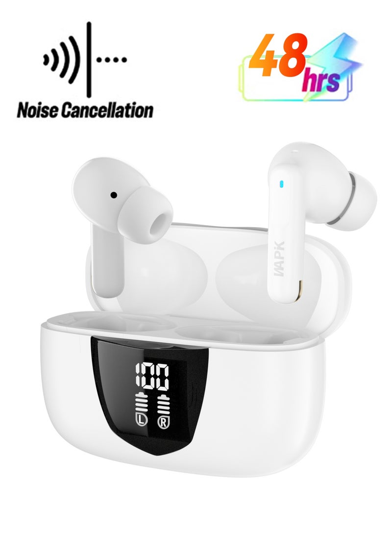 وابيك سماعات بلوتوث من علامة كورية – لاسلكية حقيقية، وزن فائق الخفة 3.9 جم، درايفرات 13 مم، 4 ميكروفونات، بلوتوث ‎5.3‎، جهير قوي، تشغيل لمدة 48 ساعة، مقاومة للماء ‎IPX5‎ - Image 1