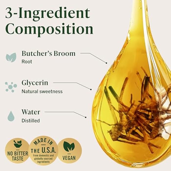 HERBAMAMA Butcher's Broom Root Tincture - Vegan Leg Support with Ruscus Aculeatus Extract Drops - Non-GMO, Alcohol & Sugar-Free Butcher's Broom Supplement, 42-Day Supply - Image 4