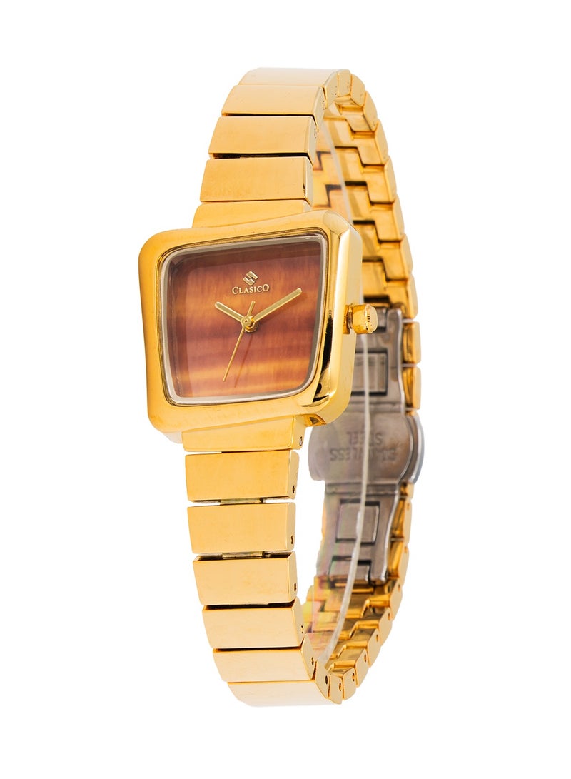 Clasico Elenor Gold-Tone Square Dial Watch - Elegant Women's Bracelet Timepiece ⏱️🌿 - Image 2