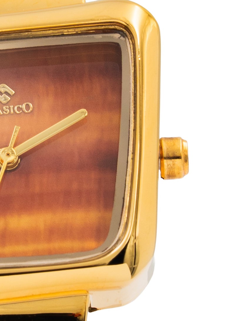 Clasico Elenor Gold-Tone Square Dial Watch - Elegant Women's Bracelet Timepiece ⏱️🌿 - Image 3
