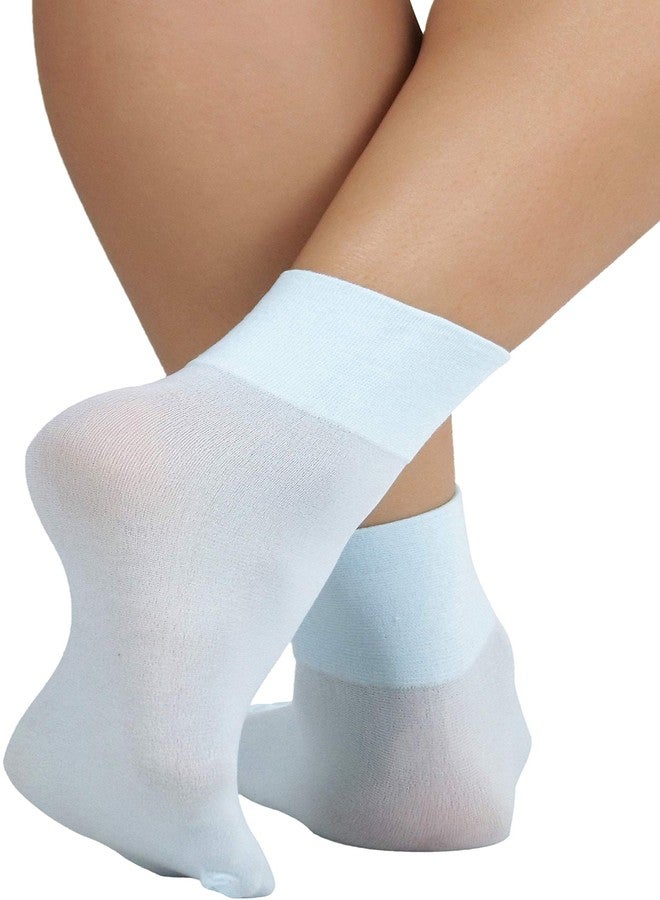 ToBeInStyle Women’s Classic Opaque Nylon Anklet Fashion Novelty Socks - Baby Blue - One Size Regular - Image 2