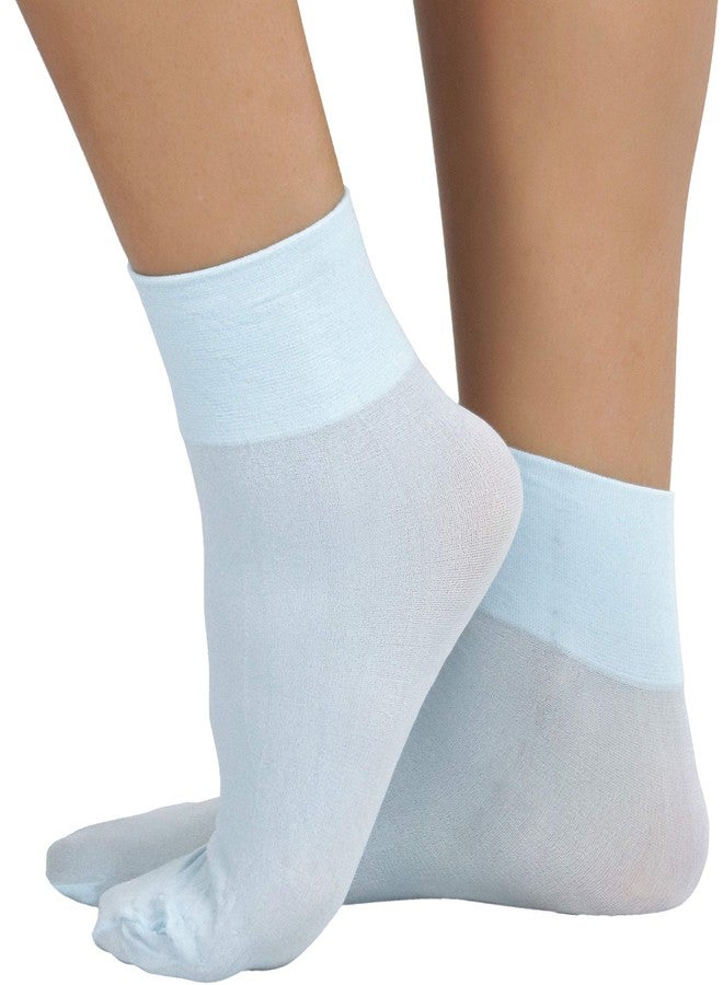 ToBeInStyle Women’s Classic Opaque Nylon Anklet Fashion Novelty Socks - Baby Blue - One Size Regular - Image 3
