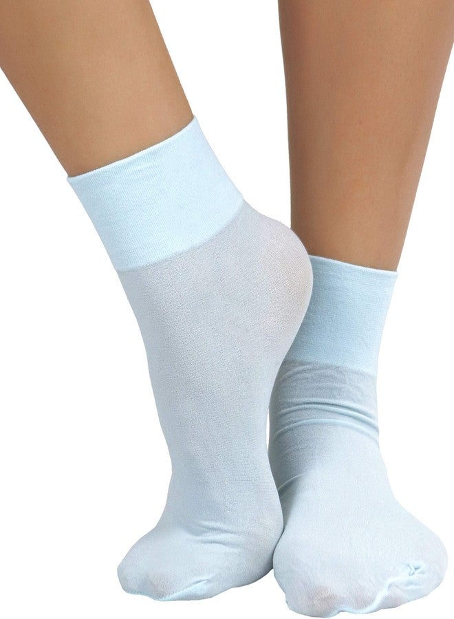 ToBeInStyle Women’s Classic Opaque Nylon Anklet Fashion Novelty Socks - Baby Blue - One Size Regular - Image 1