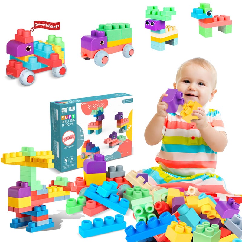 Soft Building Blocks for Toddler, 20 PCS STEM Blocks, Large Creative Stacking Blocks