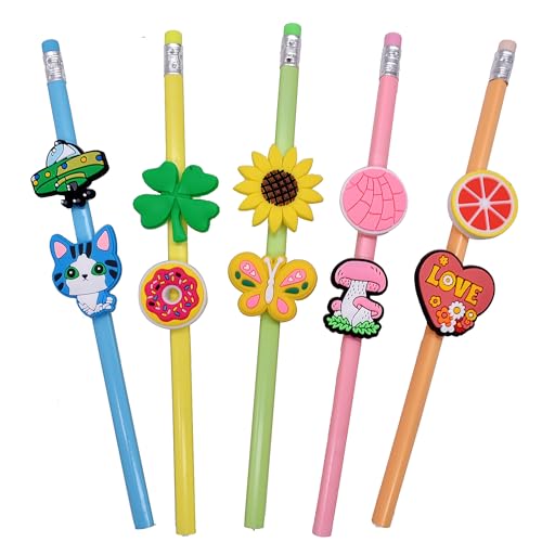 YEALQUE YEALQU 30PCS Random Different Pencil Topper Decoations Cute PVC Pencil Toppes Lovely Black Clip for Pupil/Junior Students Gifts Awards - Image 2