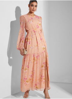 Hope & Ivy Side Split Floral Print Cut Out Detail Dress  - Image 4