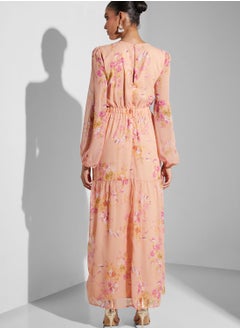 Hope & Ivy Side Split Floral Print Cut Out Detail Dress  - Image 2
