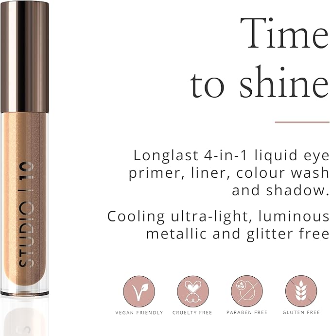 Studio 10 Liquid Foil IRadiance Shimmer Eyeshadow with Moisture Boosting and LongWearing Formula Metallic Eyeshadow Liquid in Shade Mink - Image 2
