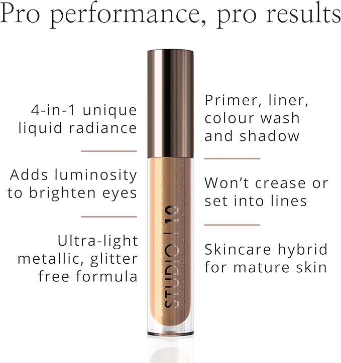 Studio 10 Liquid Foil IRadiance Shimmer Eyeshadow with Moisture Boosting and LongWearing Formula Metallic Eyeshadow Liquid in Shade Mink - Image 3