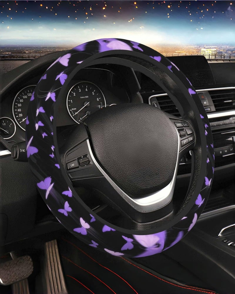 KWSAAHU Steering Wheel Cover Accessories Neoprene Cover Breathable NonSlip Easy to Install Suitable for Women Men 145155 Inch for Car SUV Van Truck Universal Butterfly - Image 2