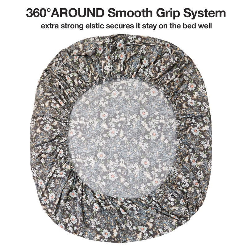 JSD Black Paisley Floral Printed Sheet Set Cal King  4 Piece Soft Pattern Microfiber Sheets Extra Deep Pocket - Image 4