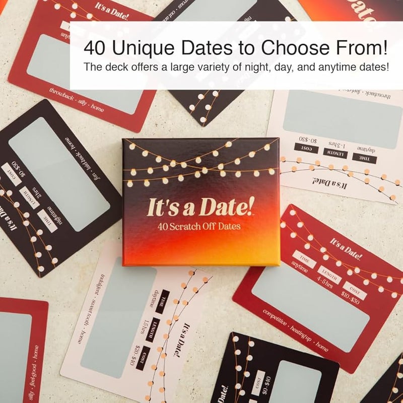 It's a Date! , 40 Fun and Romantic Scratch Off Date Night Ideas for Him, Her, Girlfriend, Boyfriend, Wife, Husband & Couples, Valentine's Gift for Men and Women - Image 2